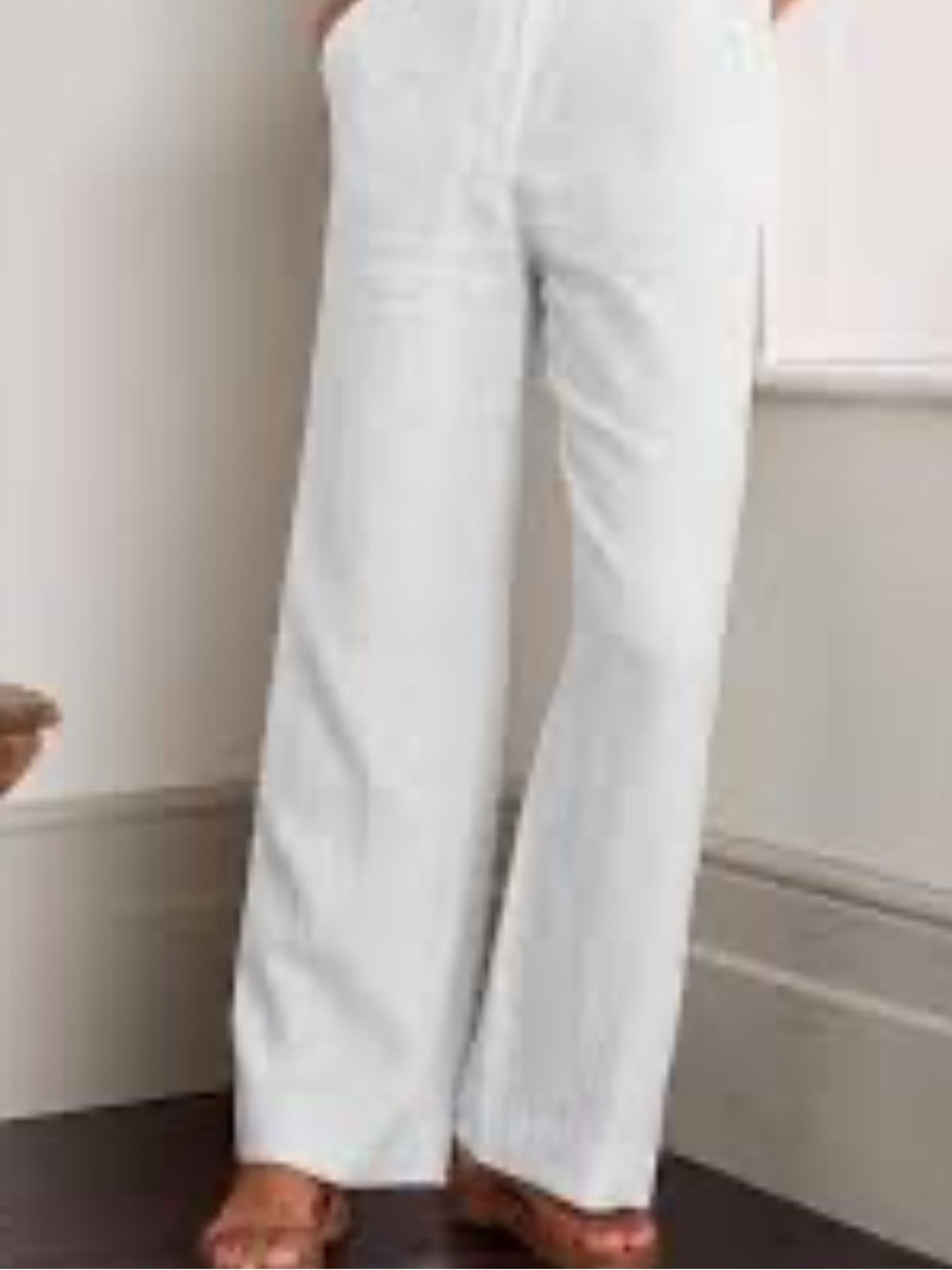 Coast Linen White Wide Leg Pants with Relaxed Silhouette Button Detail